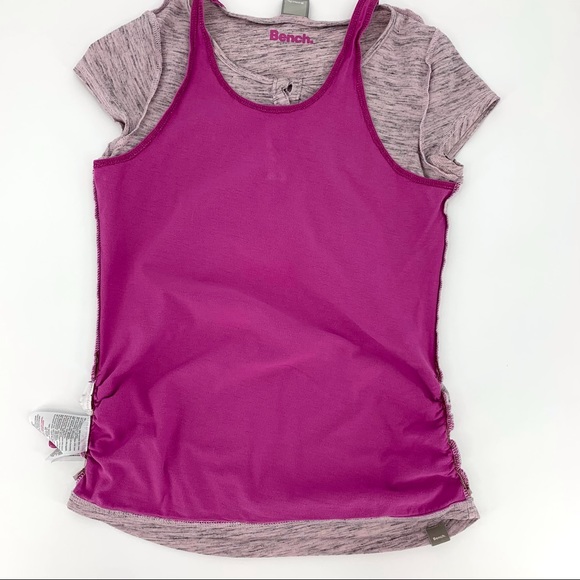 2/$25 Bench Girl's Pink and Grey Short Sleeve Layered T-Shirt, 13/14 - Picture 6 of 16
